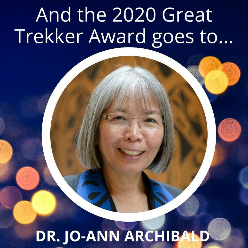 Congratulations to  Dr. Jo-ann Archibald on winning the 2020 AMS Great Trekker Award! .
.
.

Dr. Archibald is a distinguished academic, educator and author from the Stó:lō and Xaxli’p First Nations. She graduated at the UBC Faculty of Education in 1975 a… instagr.am/p/CAN8EG0jEPH/