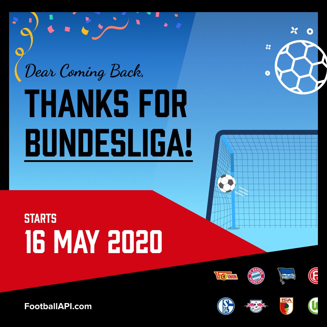 Dear Coming Back, thanks for Bundesliga. Contact Us at 000-800-040-1803 to get the data for your app. Free integration support included! footballapi.com #bundesliga  #football #germany #programming #footballapi #code #appdeveloper #programmer #business #geeks
#pandemic