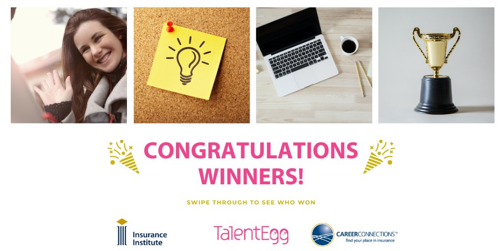 TalentEgg's tweet photo. We're thrilled to announce the winners of the #PitchCompetition with @find_your_place &amp; #InsuranceInstitute! 🎉

Congrats to 1st place winner Mackenzie, 2nd place winners Maxime, Julia and Hosseyn, and 3rd place winner Satwik! @Laurier @mcgillu @RotmanCommerce @UofT https://t.co/IYRNSAEyhx