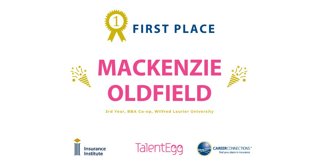TalentEgg's tweet photo. We're thrilled to announce the winners of the #PitchCompetition with @find_your_place &amp; #InsuranceInstitute! 🎉

Congrats to 1st place winner Mackenzie, 2nd place winners Maxime, Julia and Hosseyn, and 3rd place winner Satwik! @Laurier @mcgillu @RotmanCommerce @UofT https://t.co/IYRNSAEyhx