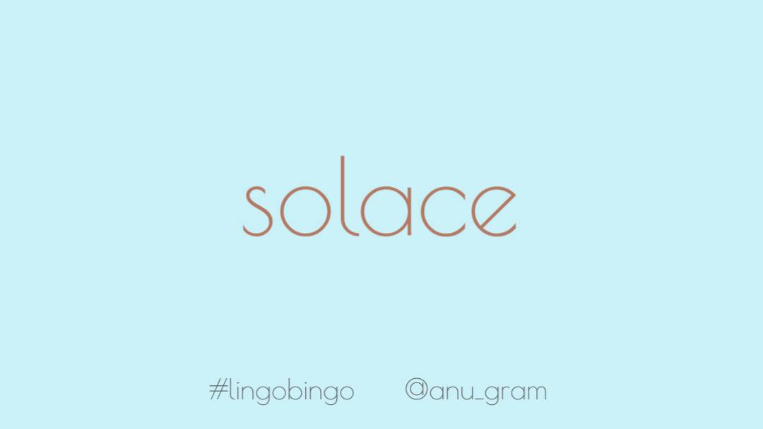 And another word that feels so very timely'Solace', something that brings relief, comfort or consolation #lingobingo