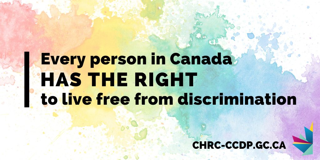 CdnHumanRights's tweet photo. On International Day against #Homophobia, #Transphobia &amp; #Biphobia – let’s remember that everyone in Canada, regardless of whom they love or how they identify/express their gender, has the right to live free from discrimination. 🏳️‍🌈

#LGBTQ+ #LGBTQ2I+  #IDAHOTB #IDAHOT #IDAHOT2020 https://t.co/YWF6FIgqkb