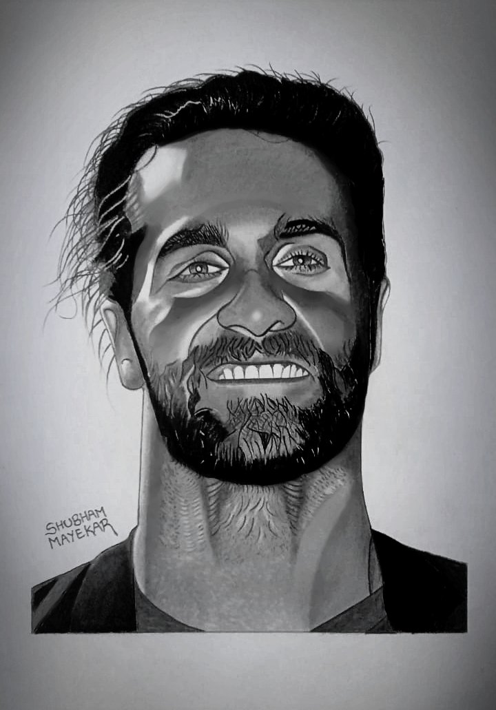 WWes Seth Rollins  Ballpoint caricature  Khasis Lieb Art