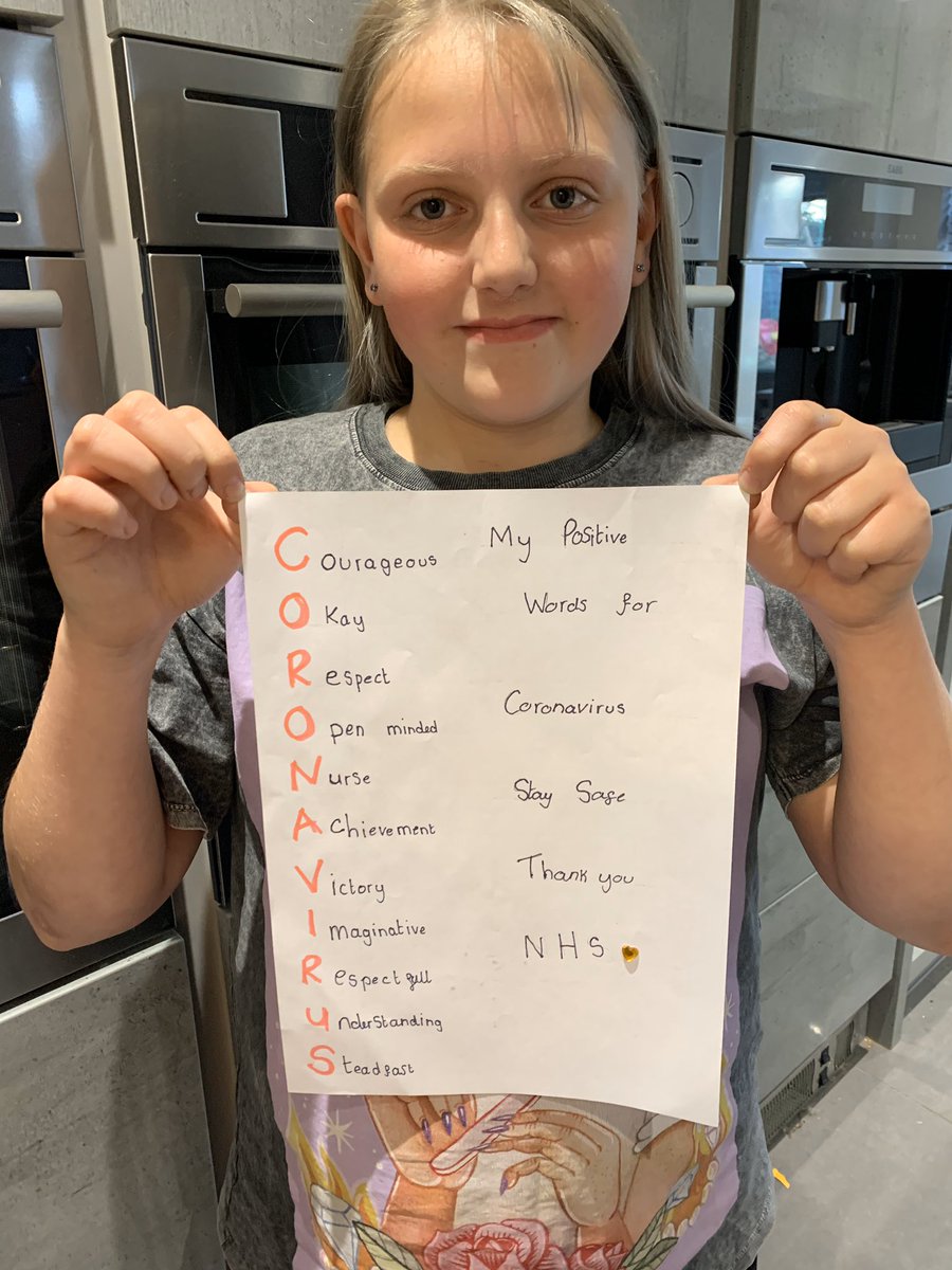 MissHughesSTM's tweet photo. Super proud of this young lady! Used the letters of ‘Coronavirus’ &amp; turned it into a positive! Thought of all the words that will help her in her transition to high school! Excellent idea - well done!🥰 https://t.co/IcsjlM4Kpx