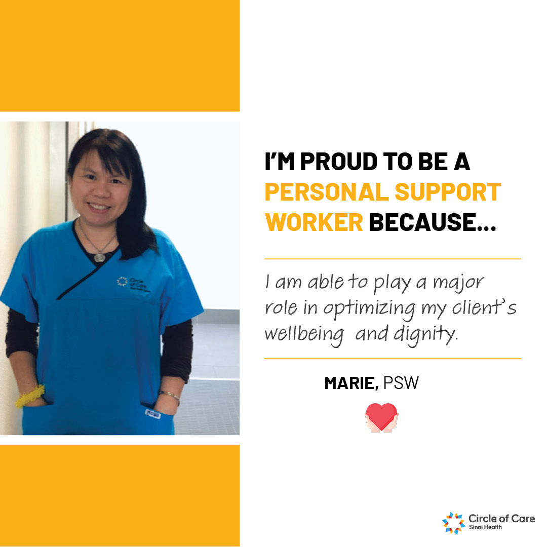 CircleofCareOnt's tweet photo. Every day this week we're highlighting our PSWs as they share why they're proud to be a Personal Support Worker. Here's Marie's answer! #ProudToBeAPSW #PSWDay https://t.co/HDxLH3YUDU