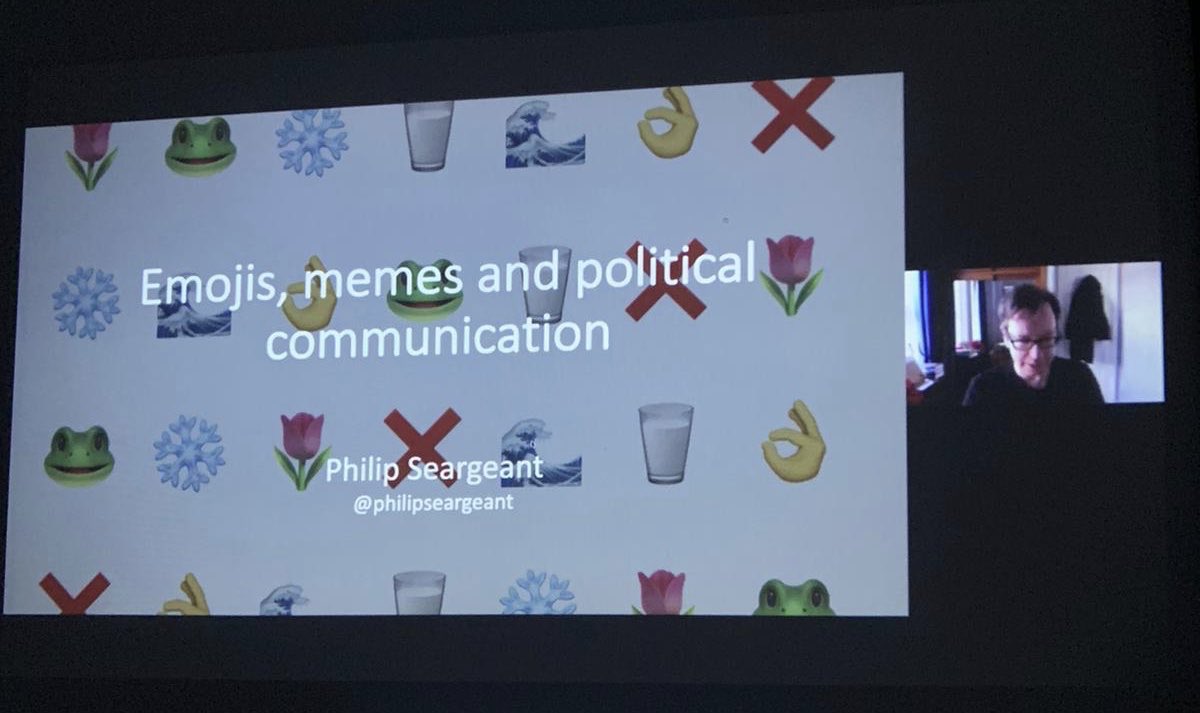 sara_canals's tweet photo. Really enjoyed @DigiCultureKCL panel on ‘Politics of Memes’ #memescon with great panelists! @AnaDenisova @philipseargeant https://t.co/ubOI3Wfv5P