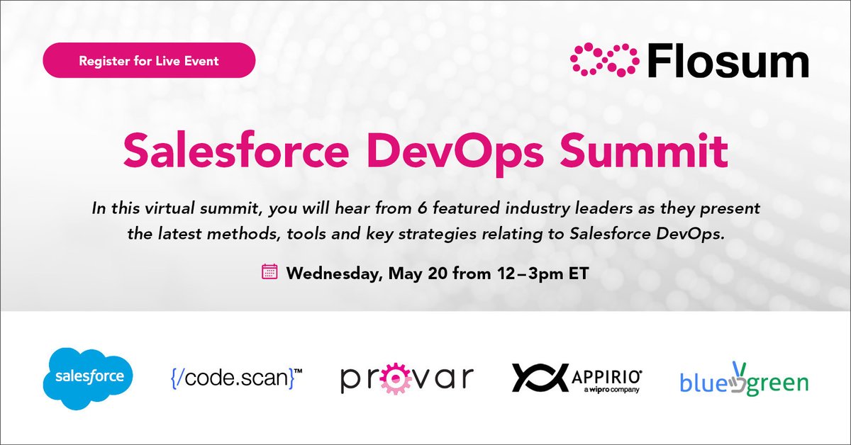 FlosumALM's tweet image. Have you heard of the epic Salesforce DevOps Summit that Flosum is hosting? If not, get on board! Don&apos;t miss the chance to hear 6 sessions from industry leaders. Join us on Wed, May 20 @ 12pm ET. Save your spot here: us02web.zoom.us/webinar/regist…