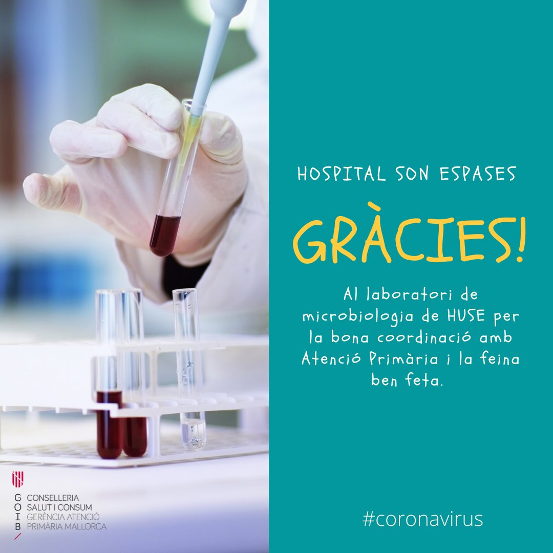 apmallorca's tweet photo. Volem aturar-nos a donar les GRÀCIES 👏👏al Laboratori de microbiologia de @SonEspases 💉per la gran tasca que han realitzat durant aquesta pandèmia #coronavirus 👽 coordinats a la perfecció amb els centres de #APMallorca 👐❤ Grans professionals 👏👏 https://t.co/VBpxE3I1rg