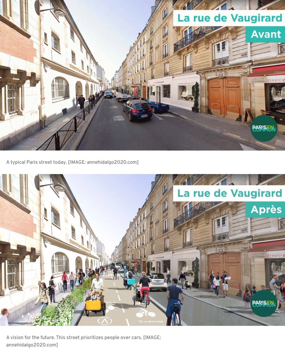jen_keesmaat's tweet photo. Paris, adapting it’s narrow streets for cycling. Air quality will improve. Commute times will improve. Quality of life will improve. And physical distancing will be maintained. https://t.co/q5BbZcAt6P