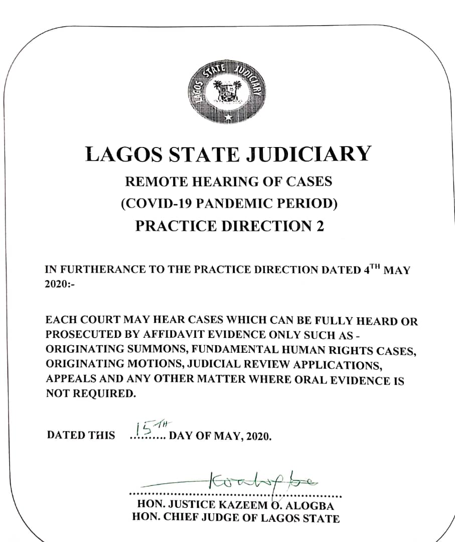 ChidiOdinkalu's tweet photo. For courts in @followlasg, cases which don't require #OralEvidence can now be conducted by #RemoteJustice or #DigitalJustice.
#TechWithJustice
@citizen_gavel @GMabeiam https://t.co/BGtNugBasA