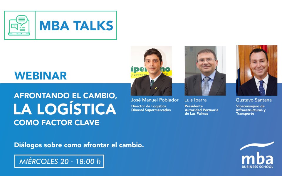 MBABScanarias's tweet photo. Seguimos aportando valor a la comunidad a través de nuestros #MBATalks.
El 20 de mayo a las 18:00 h José Manuel Poblado, Luis Ibarra y Gustavo Santana desvelarán cómo afrontar el cambio con la logística como factor clave.
Inscríbete aquí 👉 https://t.co/zwz7WwLfni https://t.co/N4kGaLAbaj