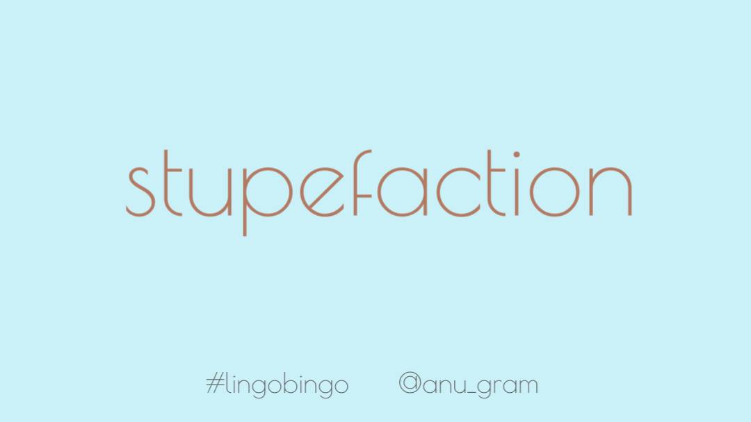 The only thing more satisfying than saying the word 'Stupefaction' is being able to cause that reaction in someone else, a reaction of amazemen or astonishment #lingobingo