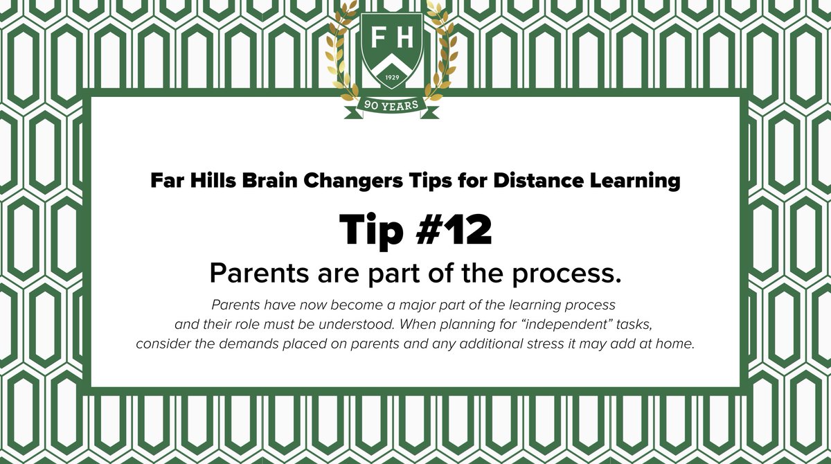 fhcds's tweet photo. Our next #DistanceLearningTip involves the role of parents.

Don't forget to account for the role of parents in the learning process, as they have now become a central piece in the learning process! 

#GoFar #WeBeforeMe #FalconStrong #FarHillsDistanceLearning https://t.co/r8MwaMy9lx