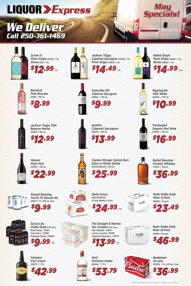 The May Long Weekend is finally here. It really doesn't feel the same this year. Hope everyone is staying safe. Here are our May Specials. Give us a call is you need delivery. We are working on an online ordering module so please stay tuned...