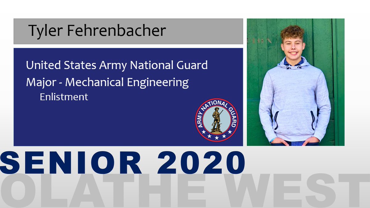OWSeniorSigning's tweet photo. It is our honor to recognize Tyler Fehrenbacher who has enlisted in the United States Army National Guard!  Tyler will study Mechanical Engineering. #owseniorsigning #NationalGuard 🇺🇸 https://t.co/95wTM3VdPz