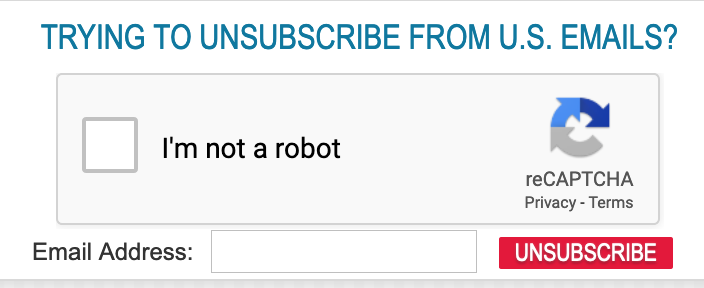 Well that's a new one. CAPTCHA to unsubscribe from emails!