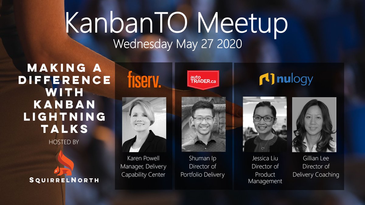 squirrel_north's tweet image. The May KanbanTO meetup is all about making a difference with Kanban. There will be 3 lightning presentations by 4 dynamic speakers who are telling you their story of how they made a difference using Kanban. Registration: squirrelnorth.com/events/kanbant…