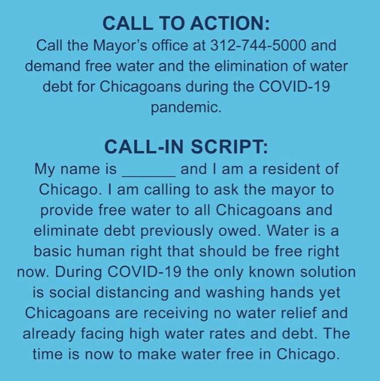 SOULInChicago's tweet photo. Black and brown communities pay 20% more for the same amount of water as white communities. @MayorLightfoot says to stay home and wash your hands. #WashWithWhat Lori? Call the Mayor and demand that #WaterShouldBeFree during COVID-19 #WaterForAll https://t.co/Fw2qcPoNcY