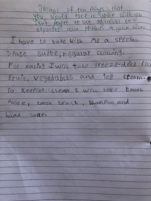 CCIacademy's tweet photo. Imagine what it would be like to be Bob the Man in the #Moon #SimonBartram. Not only did the children @CCIacademy write about Bob's day, they also thought about what they would take to Space with them if they went in a rocket. @clpe1 Take 5 Home Learning. https://t.co/Bag4t5ydxM