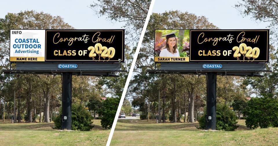 CoastalOutdoor's tweet photo. Celebrate your Grad on one of our digital billboards today! Call 843-692-2334 for additional details. #CongratsGrad #Graduation2020 #MyrtleBeach #OOH https://t.co/8ET9wDEDo5