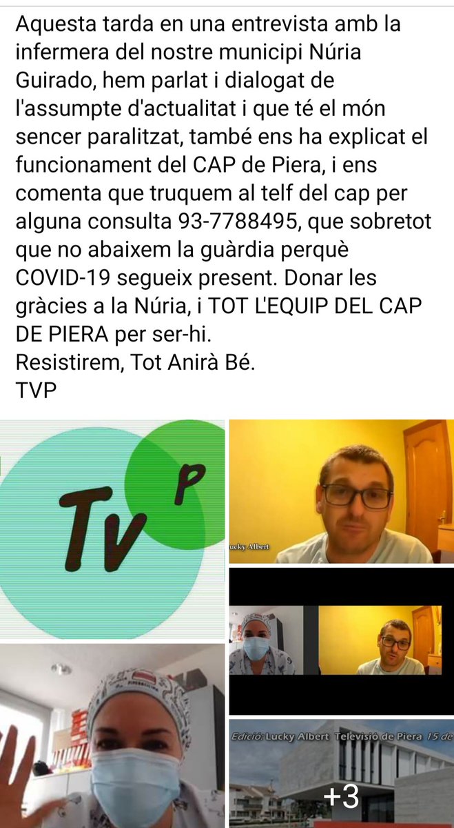 Gui_Nuria's tweet photo. Avui entrevista amb els medis locals de Piera #TVPiera en què hem  explicat el funcionament del #CAPPiera en temps de #COVID19 i hem intentat concienciar a la població per a què no baixin la guàrdia. Properament l'enllaç!!!
@icscatcentral
#AraMésquemaiPrimària https://t.co/5l6bSv8YsD