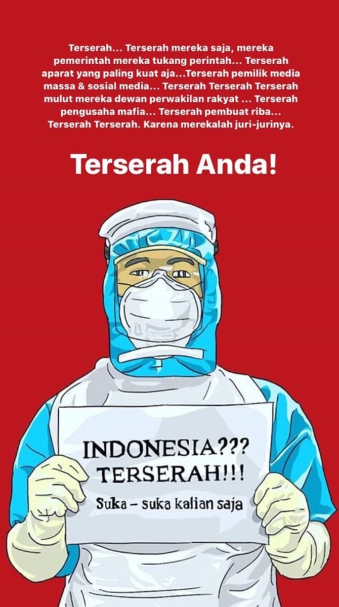 KharismaJPU's tweet photo. Hey hey hey, udah 2bulan lebih dirumah tapi faktanya wabah ini tak kunjung selesai ditambah lagi kebijakan pemerintah yang makin hari makin ngaco dan konyol. Menangis hati ini melihat para pejuang covid-19 seperti ini. Tuhan selalu disisi kalian wahai pahlawan
#indonesiaterserah https://t.co/g6DsZ0WGcq