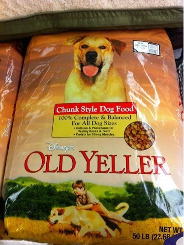 Geeky_Waffle's tweet photo. There was at one time in stores Old Yeller Dog Food.... I had to check to make sure it wasn't an April's Fool prank. It was real, but has been discontinued... guess they finally got to the end of the movie? https://t.co/GOsFItQuRY