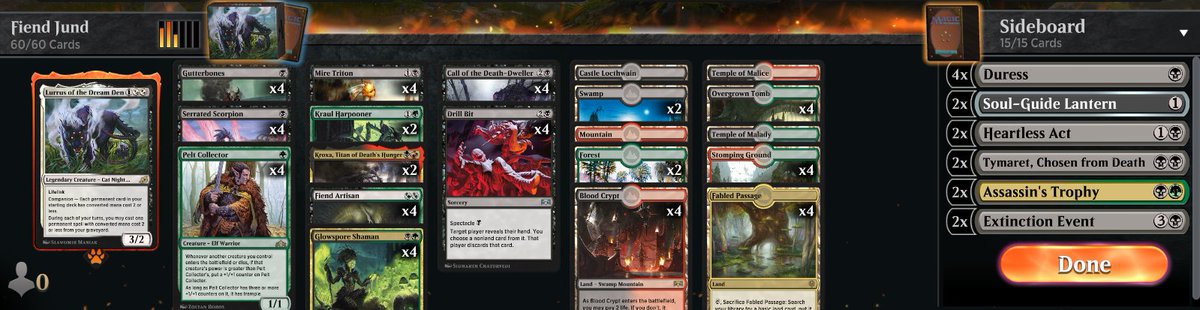 gmgruul's tweet photo. Made it to mythic playing decks that I know are bad. Jund Fiend is my favorite since I like attacking with very large Fiends, but not recommended. Also, spent a lot of time in Best of 1 to avoid endless Yorion decks in Best of 3. #mtg #standard
@ArenaDecklists https://t.co/Ex2TolSWjM