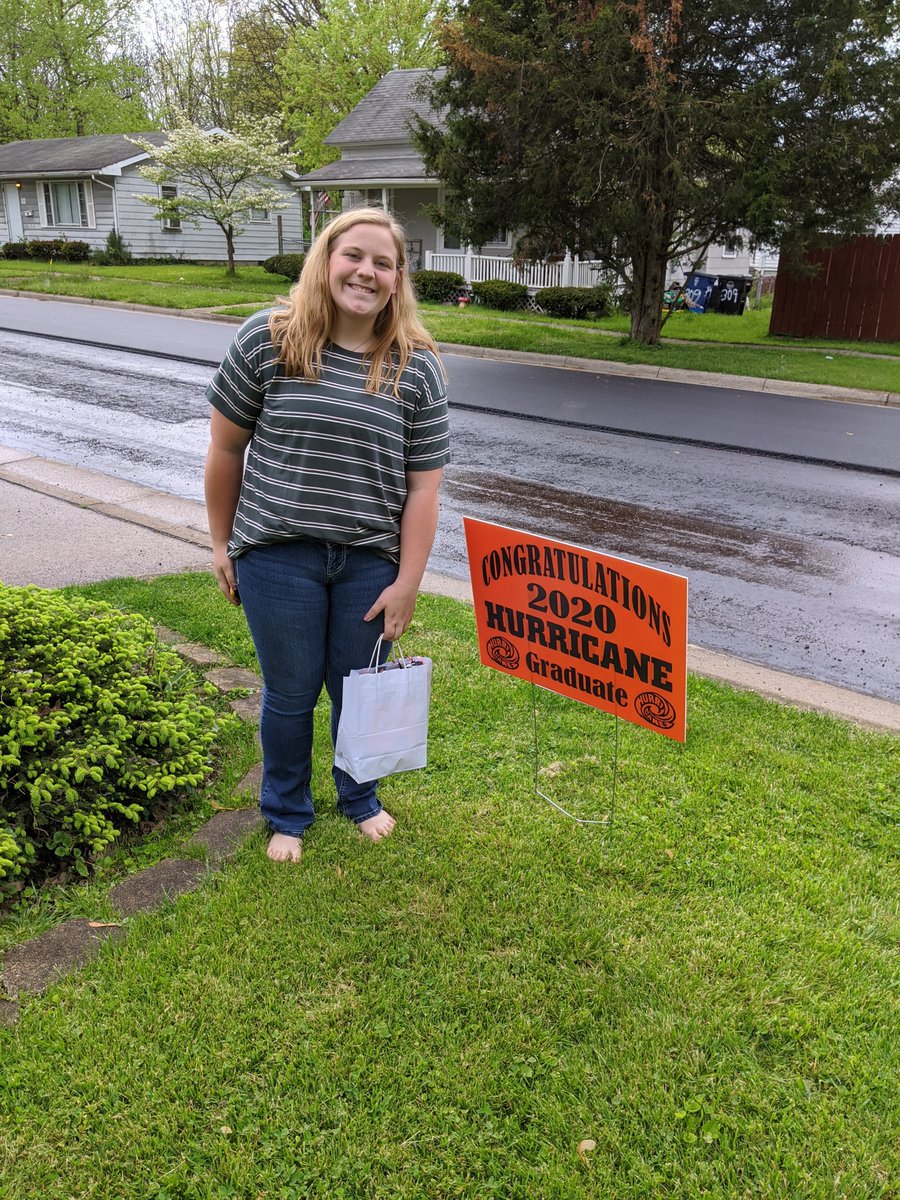 #gradsignblitz rain or shine...or paving the road... You can't stop WCS teachers from celebrating our seniors!!!!  Congrats, Jenee!  #caneclassof2020