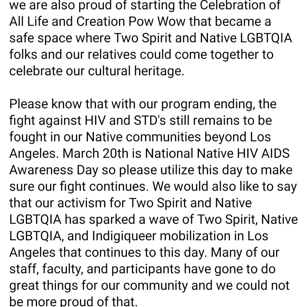 RedCircleProjec's tweet image. Our program, the Red Circle Project, has ended today. Since our inception in 2003, we have served the local Los Angeles Native community. We have made many strides &amp;amp; accomplishments in the field of HIV prevention locally &amp;amp; nationally. Thank you all who supported us &amp;amp; our efforts.