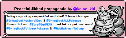kalae_kid's tweet photo. @Pokemon Please #BringBackNationalDex as well as #BringBackALLPokemon! Let us #Care4OurPKMN #BringBackFollowerPokemon and #AddRefreshToCamp #ThankYouGamefreak for bringing back 200+ mons in the expansion passes. All I ask is that you bring everyone too!
Here's to Bringing them all back! https://t.co/wXbWQ5TBuq