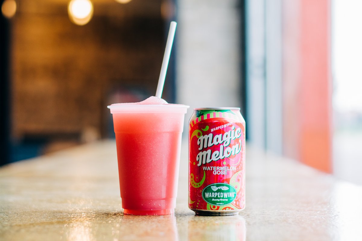 WarpedWing's tweet photo. Frozen Magic Melon Berry Slushes are back &amp; available this weekend while supplies last! Crafted with #MagicMelon Watermelon #Gose, Tequila, &amp; Mixed Berry Punch. Limit 2 per food order. 🍉🍹

The #brewery is open from 11a-7p daily for carryout.
937-222-7003
https://t.co/PLktlfZDeJ https://t.co/DsGUshUwk4