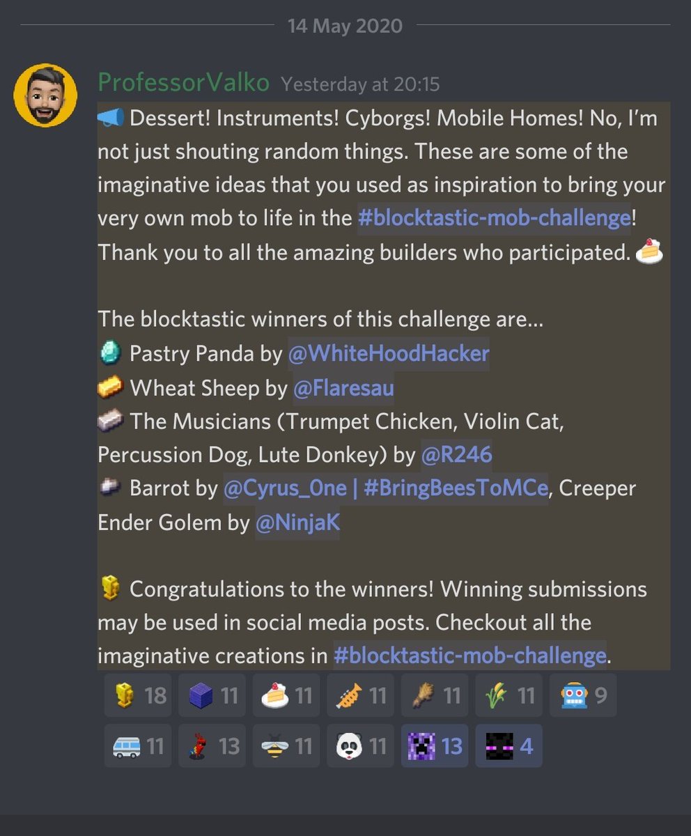 NinjaK55635561's tweet photo. Really pleased to get a mention with my mob build. Some absolutely amazing imaginative builds from other creators. Well worth checking out all the entries on the discord #blocktastic-mob-challenge. 

https://t.co/Nz8cZQI2ww

#MinecraftEarth https://t.co/BVxxkRpHI1