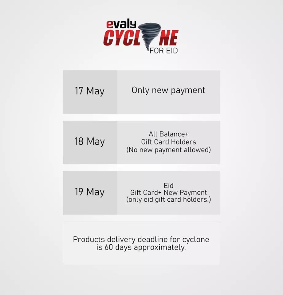 evalybd's tweet photo. আসছে ইভ্যালি Cyclone !!! 

১৭, ১৮ এবং ১৯ মে চোখ রাখুন ইভ্যালিতে ঈদের সব থেকে বড় ধামাকার জন্য!

পেমেন্ট মেথডঃ

১৭ই মে - শুধুমাত্র নতুন পেমেন্ট 
১৮ই মে - ব্যাল্যান্স + গিফটকার্ড (নতুন পেমেন্ট এলাউড না) 
১৯ মে - শুধুমাত্র ঈদ গিফটকার্ড + নতুন পেমেন্ট

#Evaly #Cyclon #EvalyFansClub https://t.co/U9xJcCI9gS