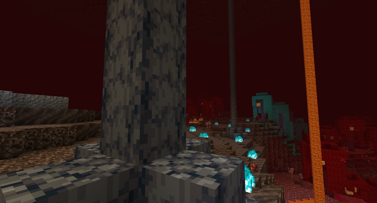 TopicMedia1's tweet photo. Time for another #FutureVersions v1.3 feature reveal. This is a first look at the natural biome spawning within the nether. It features the warped and crimson forest biome and the soul sand valley. It also showcases the basalt pillars. Do you guys want a beta 3? https://t.co/U8yKxKnDjn