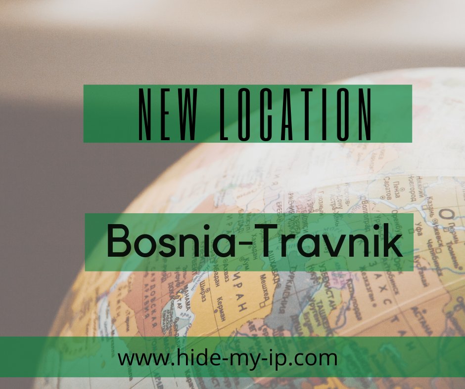 HideMyIP's tweet photo. Happy Friday from Hide My IP!

We are happy to let you know that today we added a new location: Bosnia and Herzegovina- Travnik

Download your application today: https://t.co/fLDiYeQv3C

#internetprivacy #onlineprivacy #hidemyip #tgif https://t.co/VkFsv2XjzE
