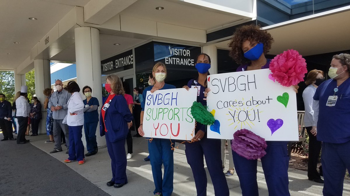 sentarahealth's tweet photo. To close out #HospitalWeek two of our Virginia Beach hospitals were honored with a parade from the @VirginiaBeachFD. We would like to extend a huge thank you to all of our staff, not only this week but every day. Your dedication and hard work do not go unnoticed. #Sentaraheroes https://t.co/EkhqNKltV7