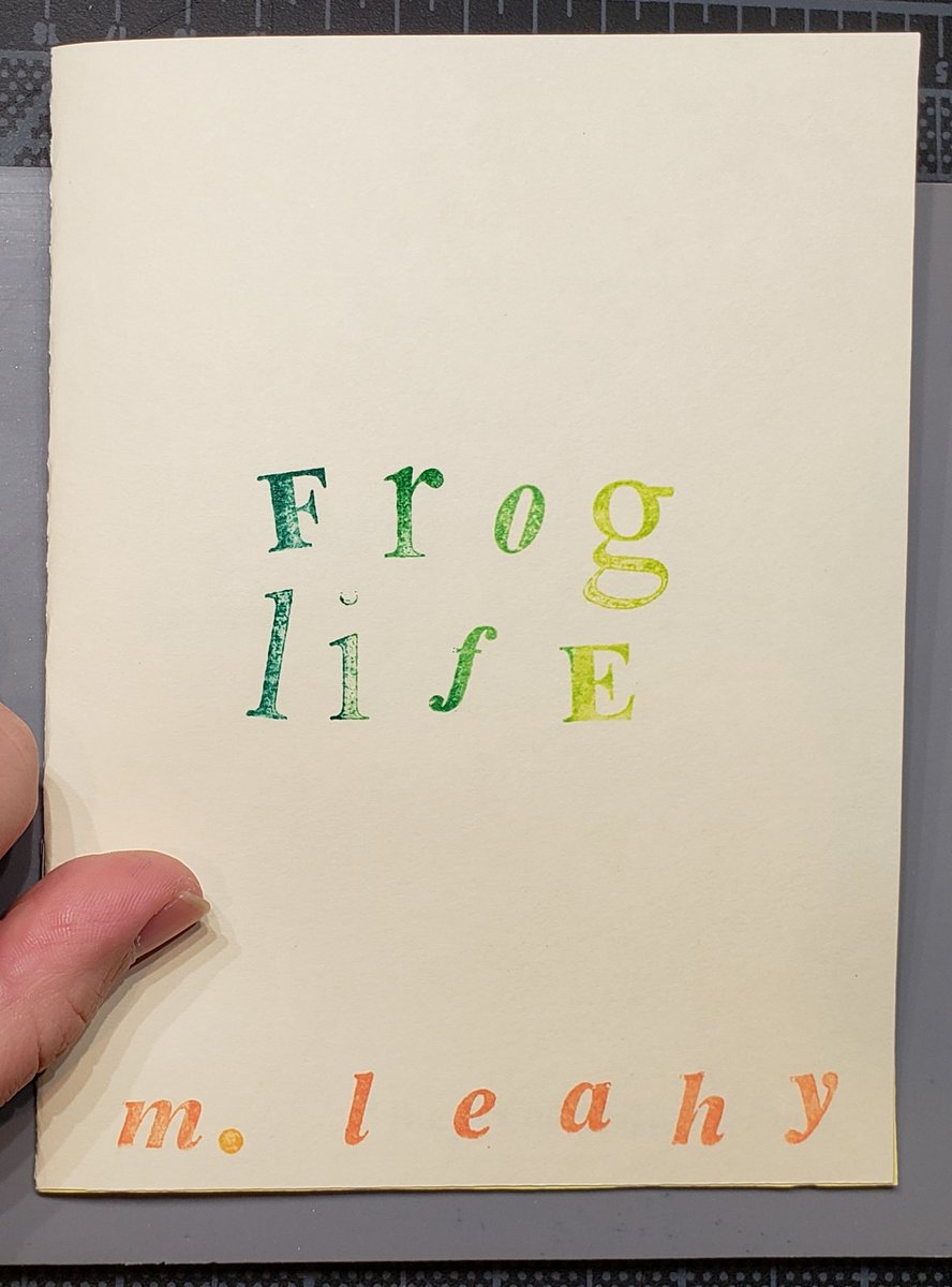 Itty Bitty zine that i made for my final last semester ... its about all the stuffed frogs in my apartment!! (1/2)