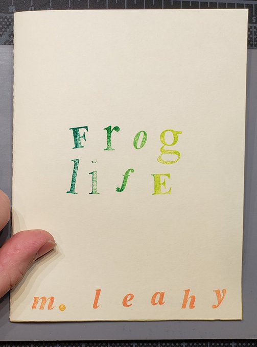 Itty Bitty zine that i made for my final last semester ... its about all the stuffed frogs in my apartment!! (1/2) 
