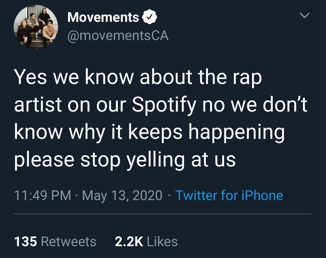This week's example, pt. 3: this is not Cali post hardcore band Movements. This is a rap artist with the same name. And look, even Movements know about it!