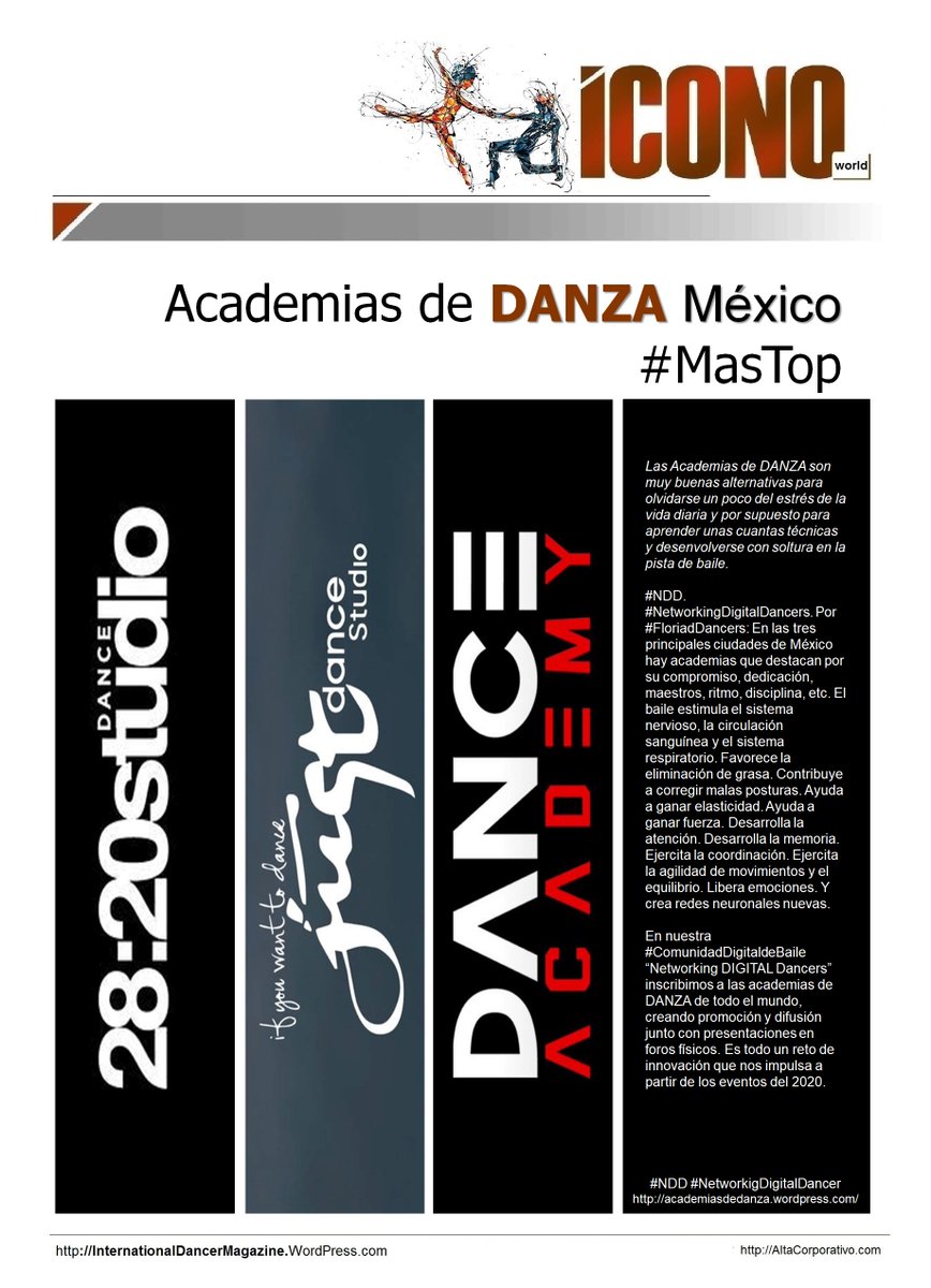 DancerDigital's tweet photo. Academias de DANZA México #MasTop
Las Academias de DANZA son muy buenas alternativas para olvidarse un poco del estrés de la vida diaria y por supuesto para aprender unas cuantas técnicas y desenvolverse con soltura en la pista de baile.
#NDD #NetworkingDigitalDancer https://t.co/3vzsvKE2gc
