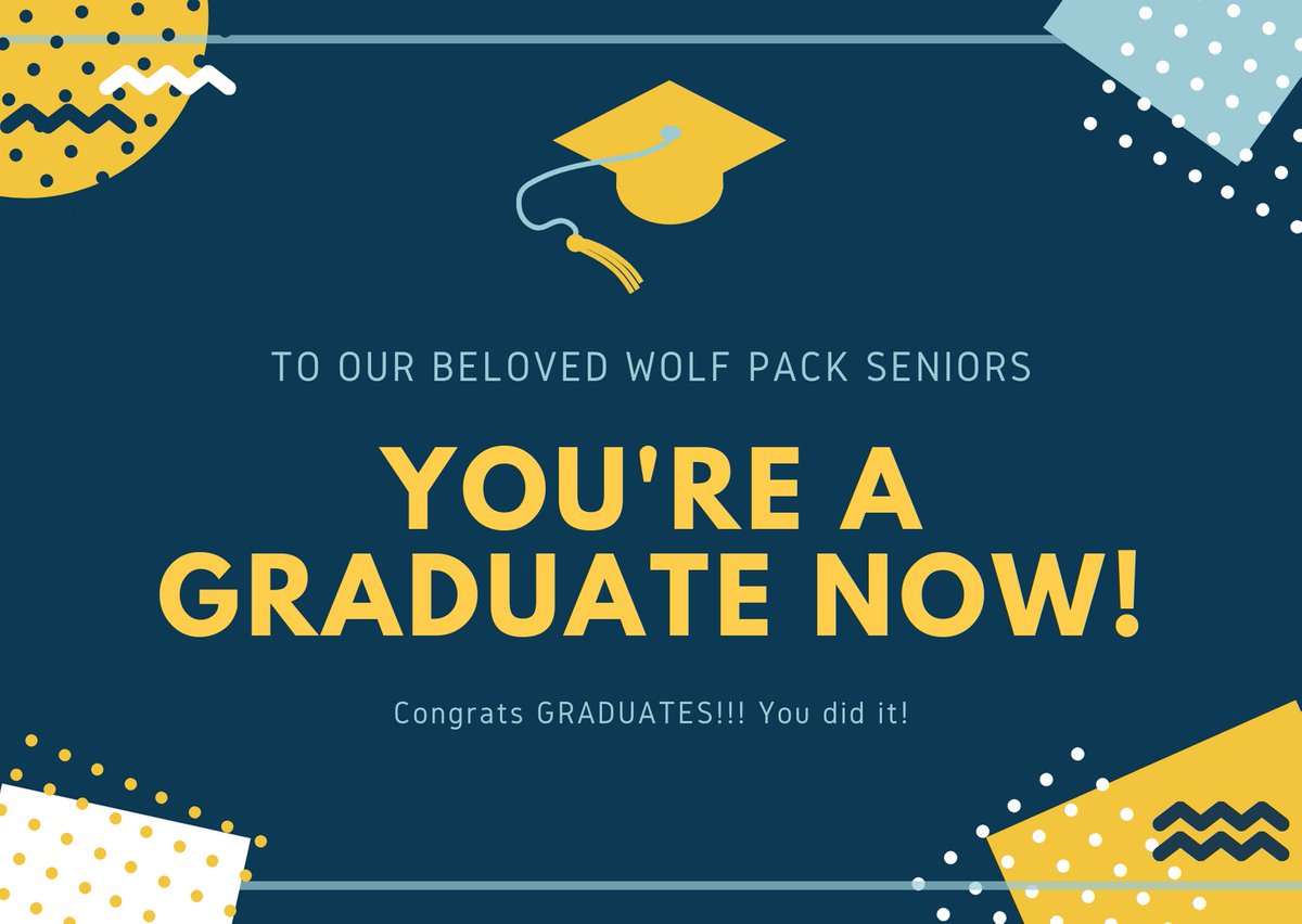 CONGRATS to our newest Wolf Pack Graduates! You did it! Congratulations on your biggest acheivement and here's to you! You are all missed dearly, and we can't wait to celebrate with you all in person in the near future. We cannot wait to see where the future takes you! 🎓🥰