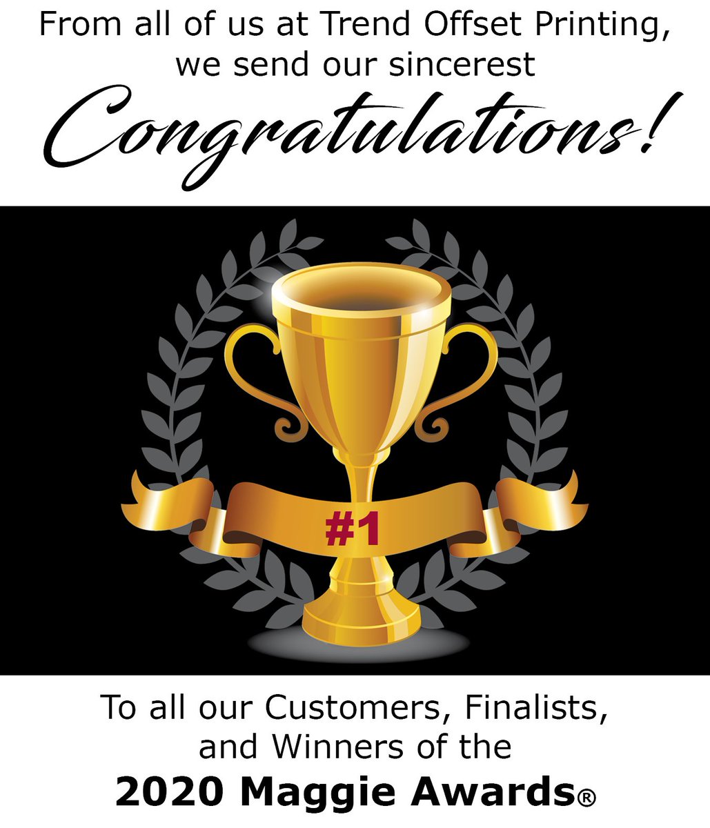 trendoffset's tweet image. Congratulations to all our Customers, Finalists and Winners of the 2020 Maggie Awards. Well done! - maggieawards.com/68th-annual-ma…