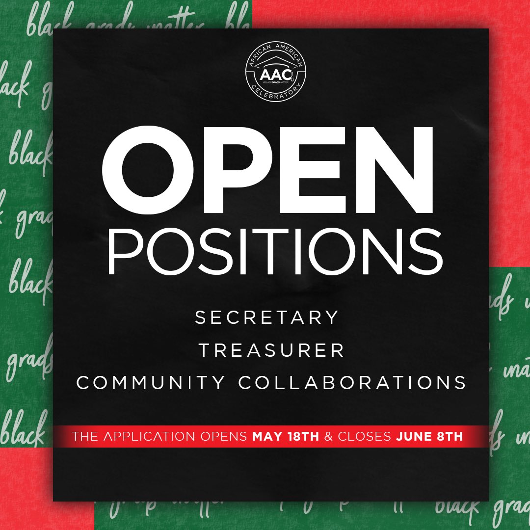 AACMSU's tweet photo. Would you like to serve on AAC’s Executive Board? Apply NOW! We are looking for a Secretary, Treasurer, &amp; Community Collaborations Chair! Link to apply is in our bio! https://t.co/6aBk94ZVwq