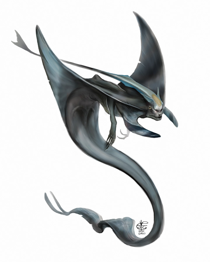 VincentVinsight's tweet photo. Hey twitter, remember me? Not all that active on here but figured I would post my most recent #memay creature. I call her a Manta-maid...clever, I know. #conceptart #creaturedesign #Mermaid https://t.co/TY0sZG91aO