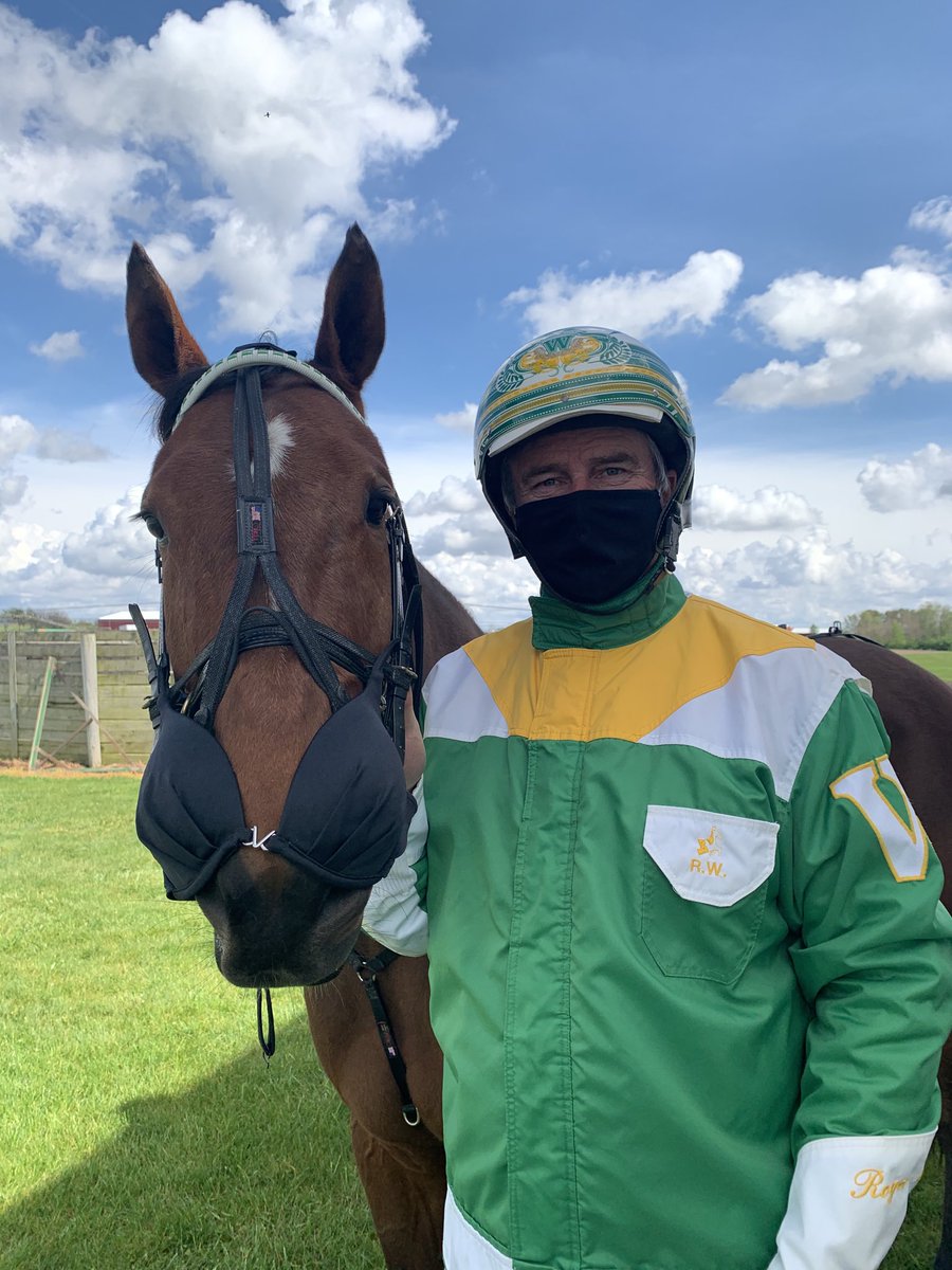 Gowelchkin's tweet photo. Jesse and I are ready for the opening of Hoosier Park!! We even got our matching masks so we can pass through the stable gate and enter the paddock as required !!#Bridgetojesses #virusfree ⁦@HPEmilyG⁩ ⁦@HeatherBVitale⁩ ⁦@GilletteDean⁩ https://t.co/X1W88SLCBT