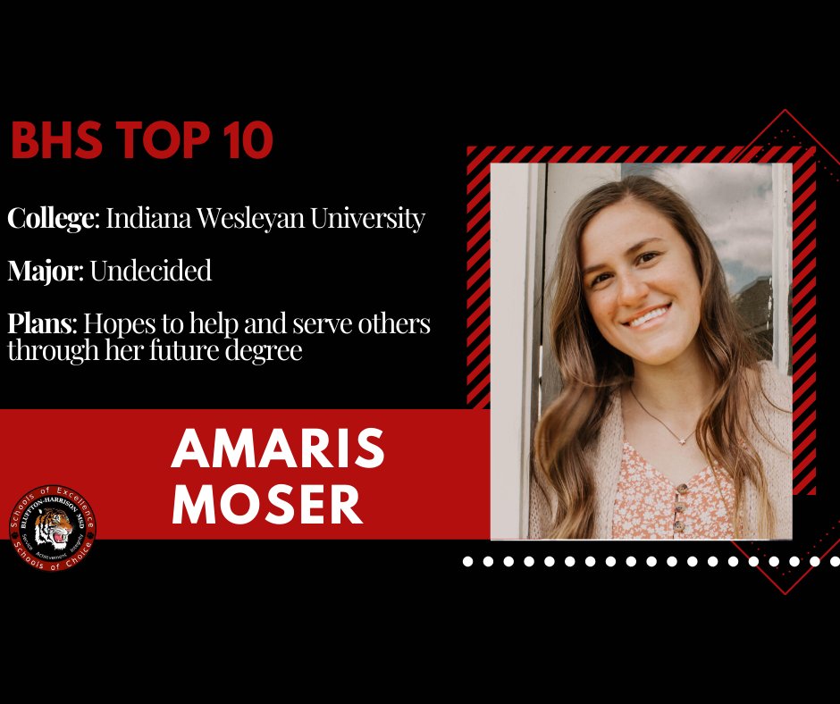 BHMSDnews's tweet photo. As we lead up to Class Day 2020 we will be highlighting this year's Top 10 Students at BHS.
Today we celebrate...Amaris!
#BHS #classof2020 #TigerPride #Bluffton2020 #BHMSD https://t.co/pfZicdhHKw