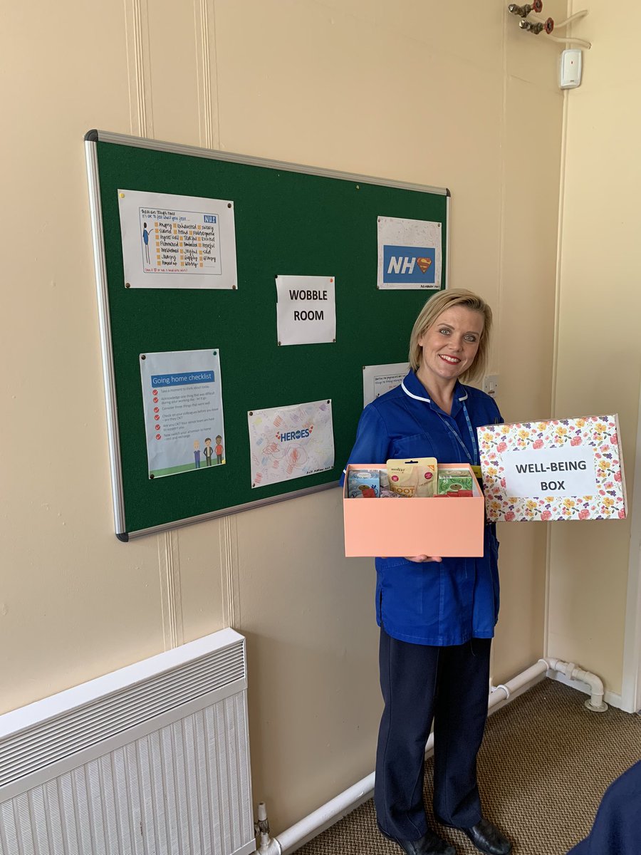 LeaLea_Morgan's tweet photo. Here’s our very own SN Leanne Hughes in our newly founded #wobbleroom showcasing our #wellbeingbox complete with lots of goodies, helping to create a calming, safe space for staff to gather their thoughts. #bekind #mentalhealthmatters #wobbleroom #wellbeingbox @mpftnhs https://t.co/0joBFisLcP