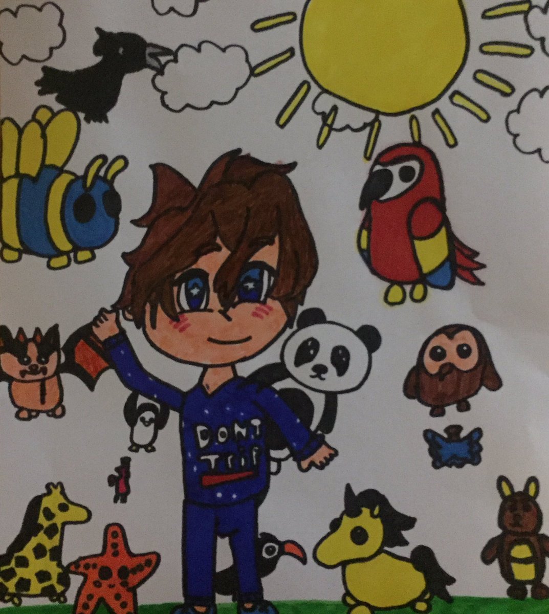 ConnorPlant7's tweet photo. Hey @Jeruhmi this took me hours, I had to go and buy the pens, I really hope you like this piece of fan art :D
Roblox username: C0NNORRR 
Dream Pet/Item: Neon Bat Dragon, Candy Canon :D https://t.co/rPr8yaHG9L