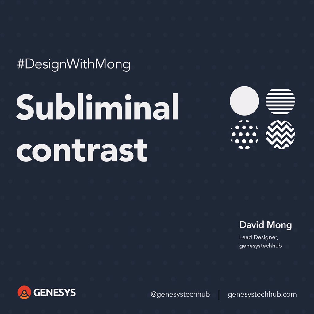 genesystechhub's tweet photo. Hey guys!!

There are certain things you shouldn’t do in design, even if the world was ending. 🙂

This night on #designWithMong, the @david_a_mong gives us some insight into Subliminal contrast. 

Please retweet and share your thoughts 😁

#designtwitter #DesignThinking https://t.co/x7fvbIOkDD